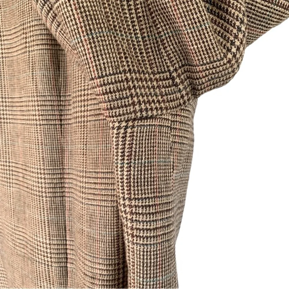 Brooks Brothers Tan Plaid Lambswool 2 Button Madison Relaxed Fit Sport Coat